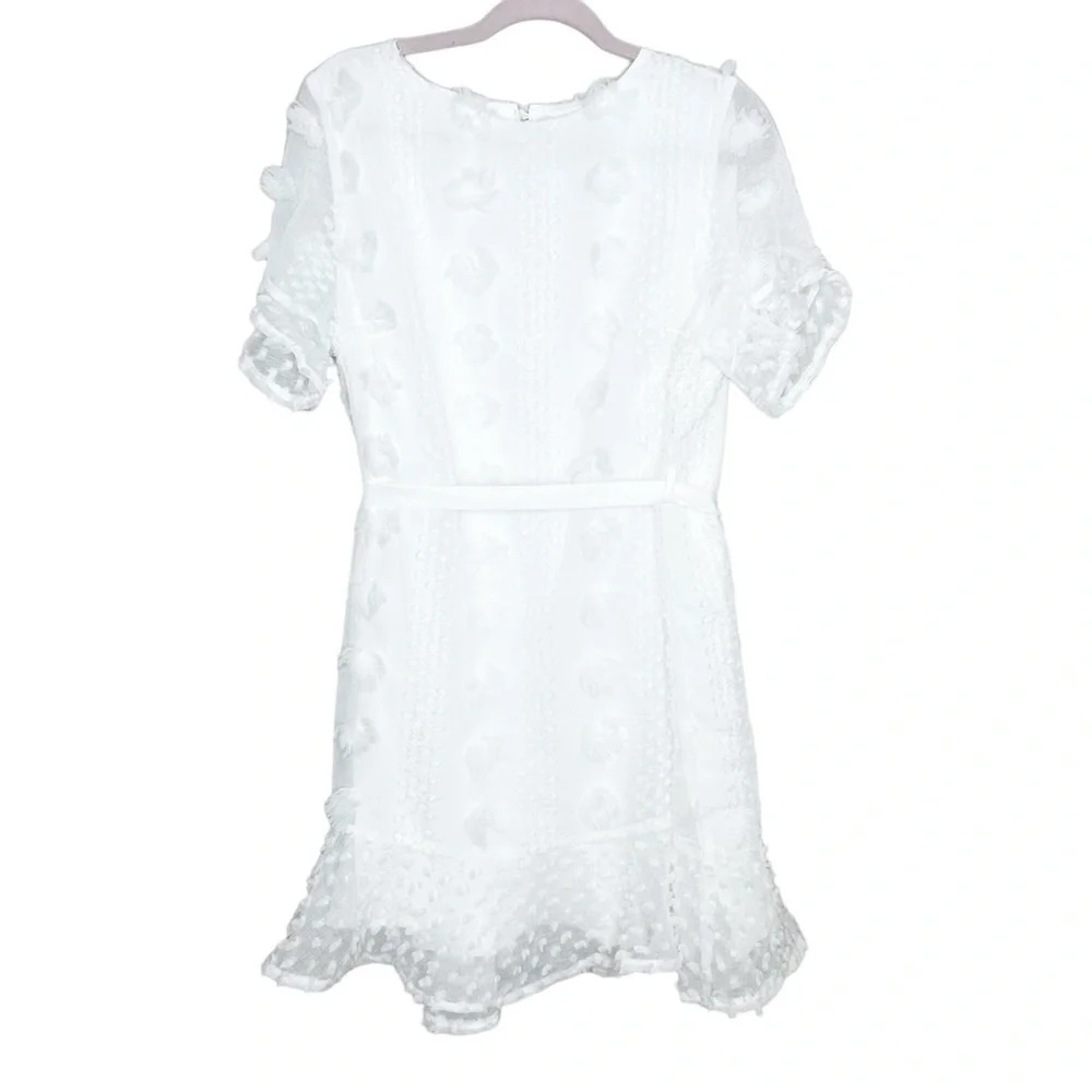 NWT Savi Mom Large Aurora Embellished Belted Maternity White Dress - Picture 7 of 9